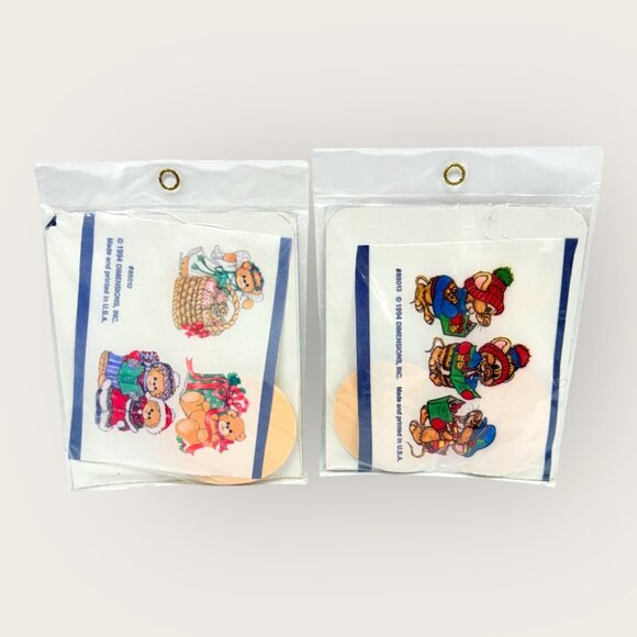 Lot of 2 Holiday Ornament Craft Kits Wooden Treasures Mice Bears - Picture 2 of 4